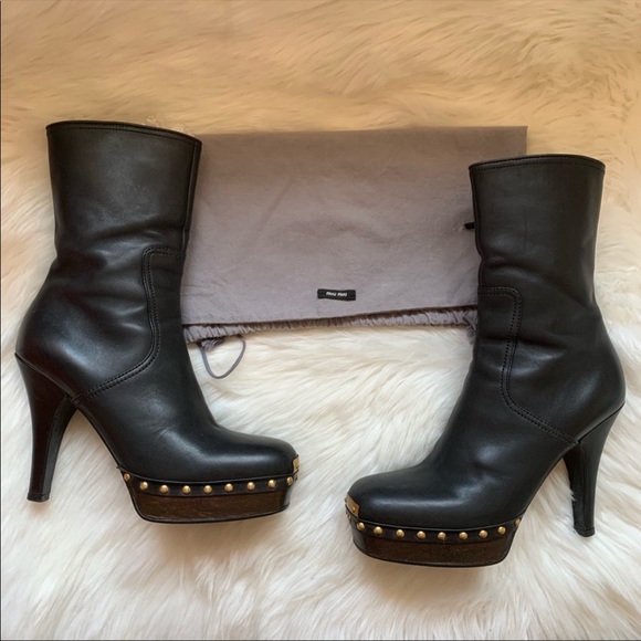 Miu Miu Shoes - Authentic MIU MIU by Prada Studded Platform Boots